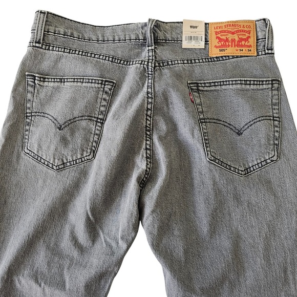 Levi Strauss Men's 505 Regular Jeans Light Gray Straight Leg Eco Ease 36x29 - Picture 6 of 9